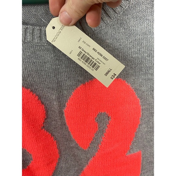 Arizona Jean Company Grey Orange 82 Graphic Knit Sweater Women's Small - Picture 2 of 3